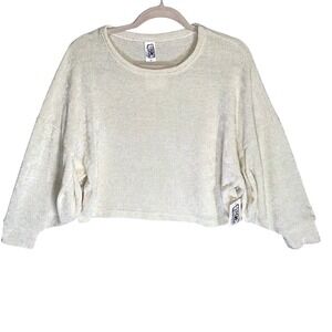 Erge Cream Pullover Cropped Sweater Lantern Sleeve Womens XL New